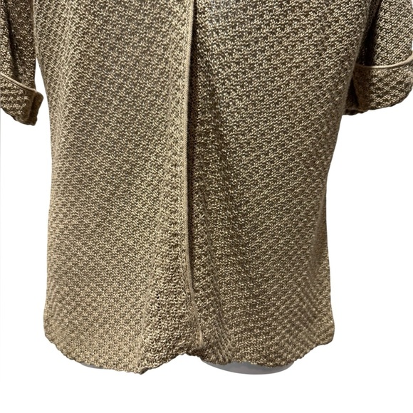 Classiques Entier Tan Open Knit Linen Blend Cardigan Sweater Size S - Picture 4 of 13